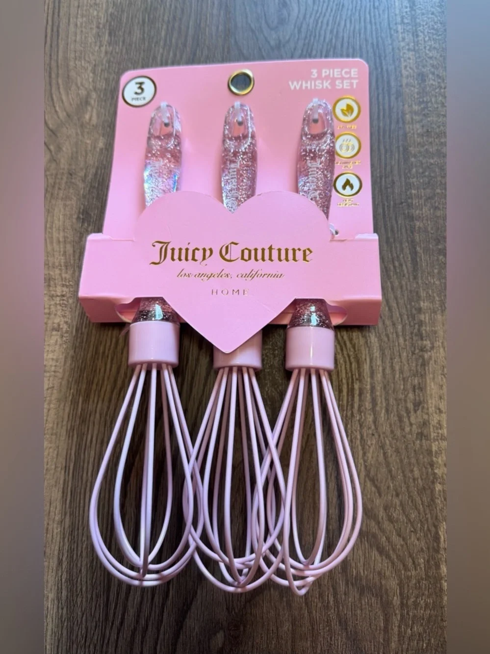 Juicy Couture Pink Silicone Kitchen Utensil & Whisk Set